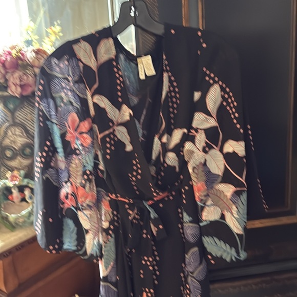 Japna Dresses & Skirts - Japana Black wrap/kimona medium blue floral orchids Pink Polka Dots fabulous